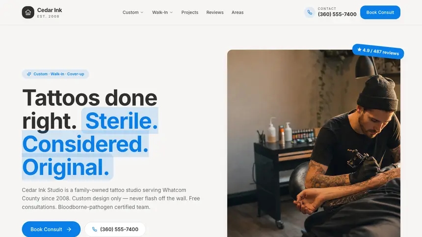 Tattoo Clean Editorial demo website thumbnail