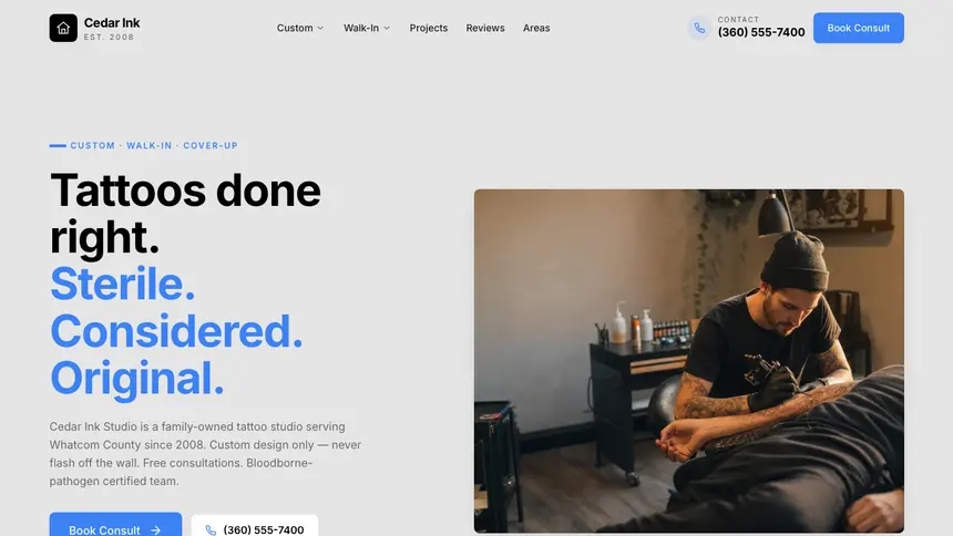 Tattoo Friendly Minimal demo website thumbnail