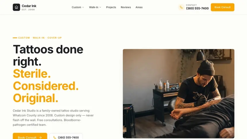 Tattoo Playful Product demo website thumbnail