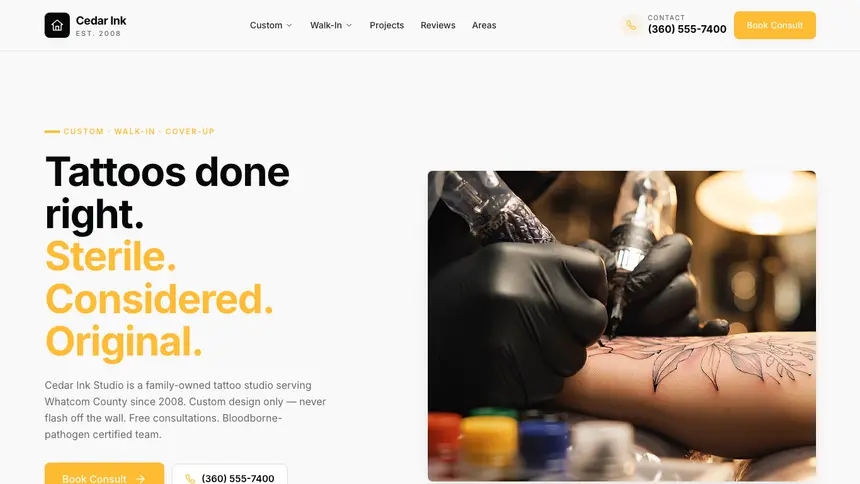 Tattoo Crisp Utility demo website thumbnail