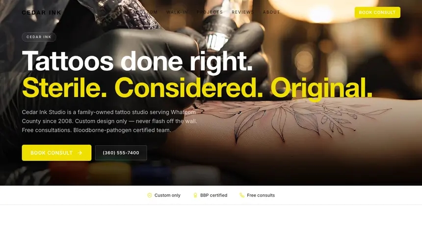 Tattoo Modern European demo website thumbnail