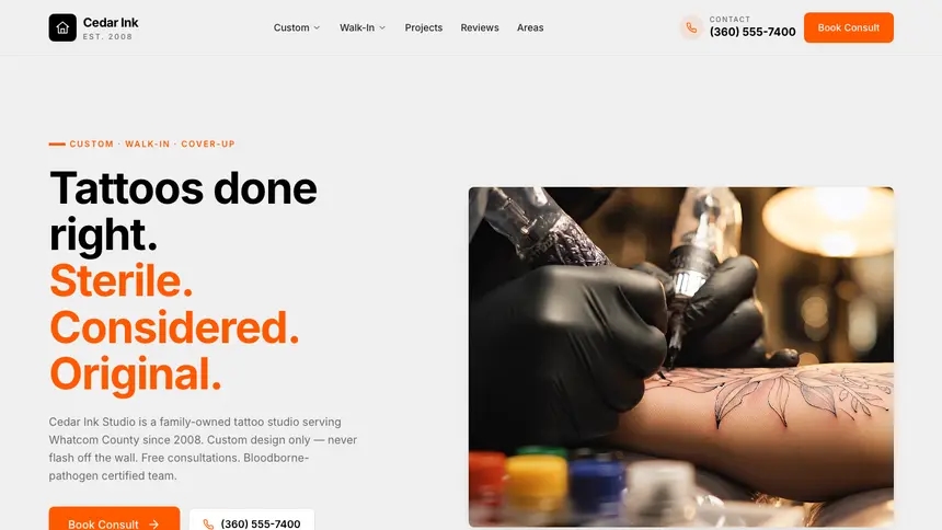 Tattoo Minimal Mail demo website thumbnail
