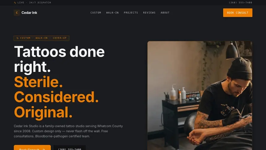 Tattoo Modern Finance demo website thumbnail