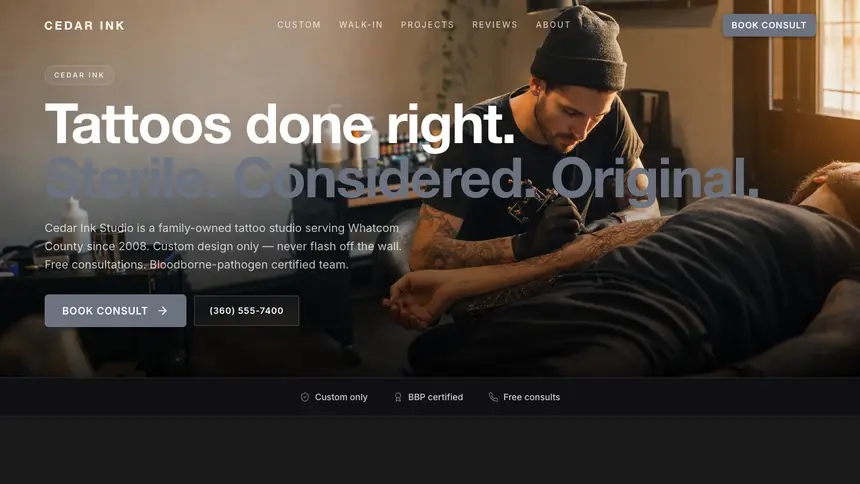 Tattoo Creative Studio demo website thumbnail