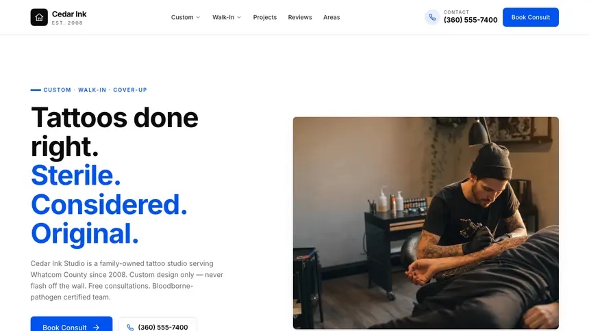 Tattoo Editorial Content demo website thumbnail