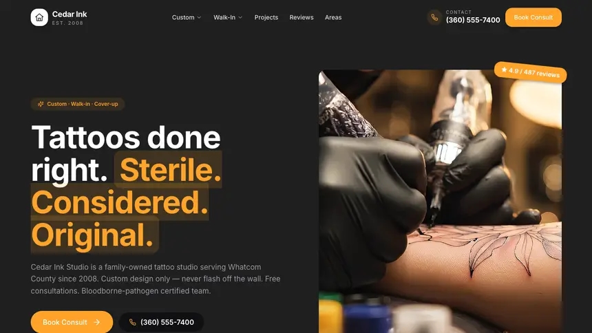 Tattoo Vibrant Media demo website thumbnail