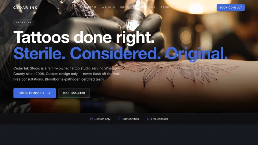 Tattoo Futuristic Minimal demo website thumbnail