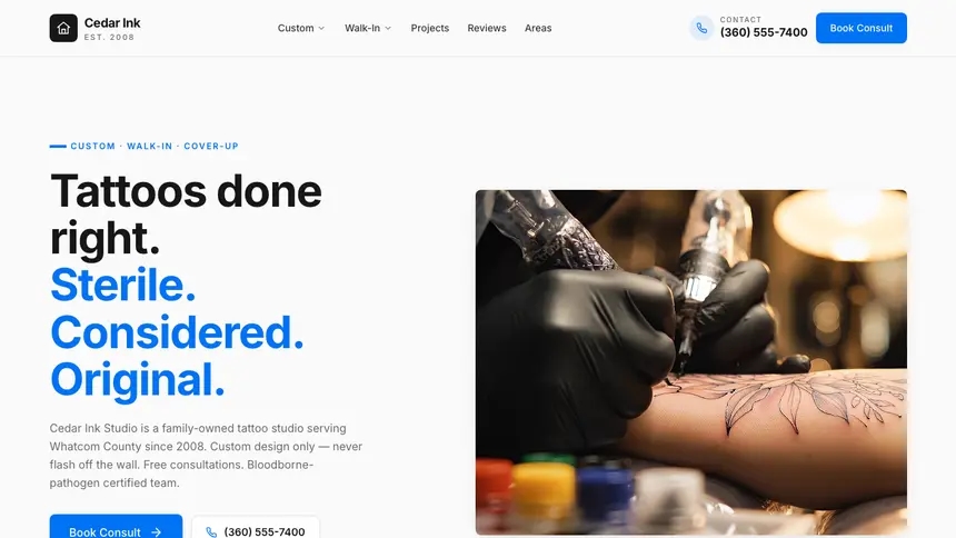 Tattoo Monochrome Modern demo website thumbnail