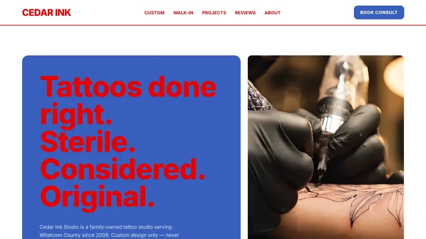 Tattoo Confident Telecom demo website thumbnail