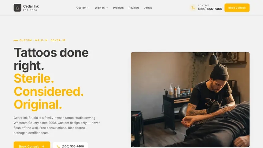 Tattoo Energetic Tech demo website thumbnail