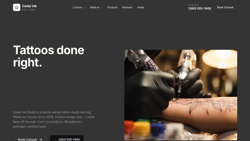 Tattoo Fast Utility demo website thumbnail