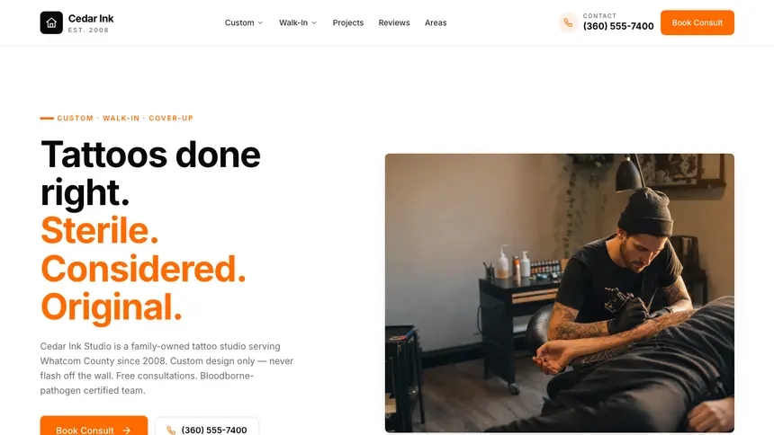 Tattoo Designer Flexible demo website thumbnail
