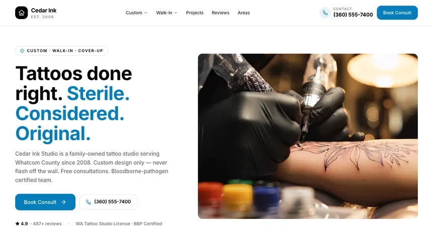 Tattoo Editorial Bold demo website thumbnail