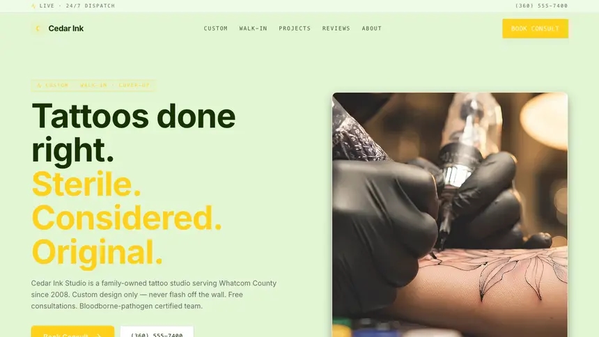 Tattoo Bright Finance demo website thumbnail