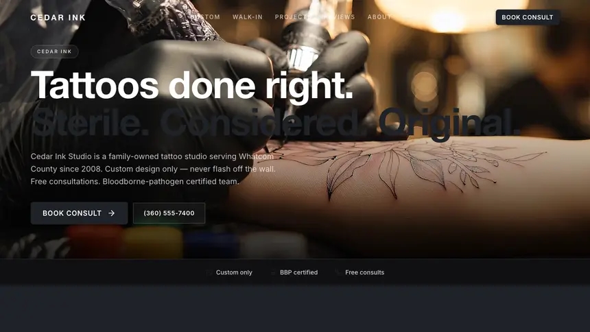 Tattoo Stark Minimal demo website thumbnail
