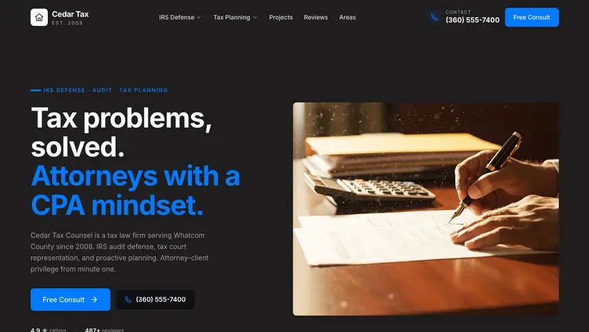 Tax Law Developer Dark demo website thumbnail