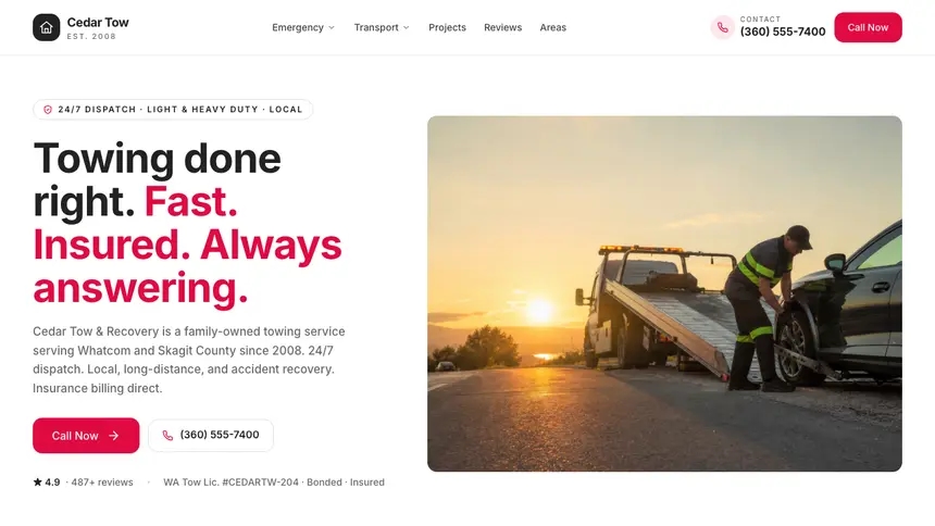 Towing Warm Hospitality demo website thumbnail