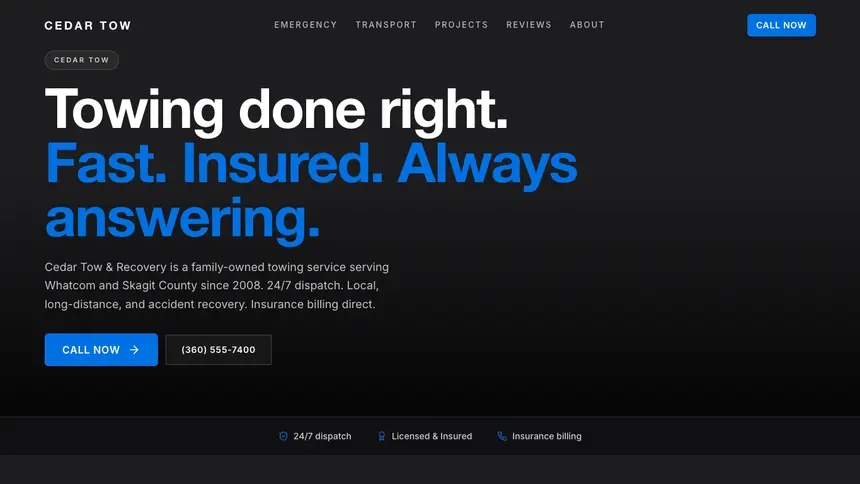 Towing Minimal Premium demo website thumbnail
