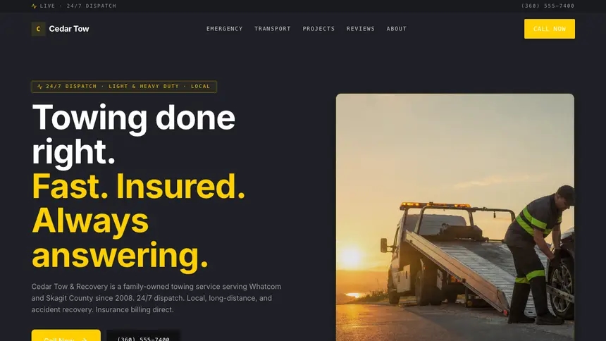 Towing Bold Contrast demo website thumbnail
