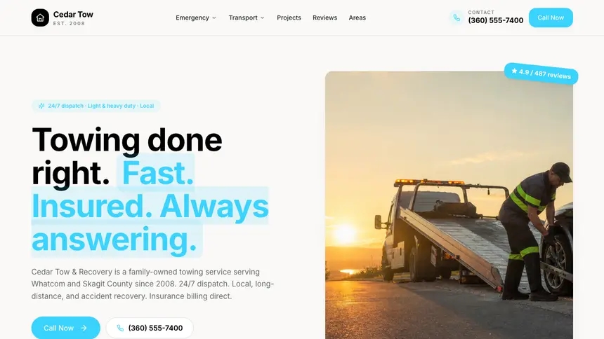 Towing Crafted Neutral demo website thumbnail