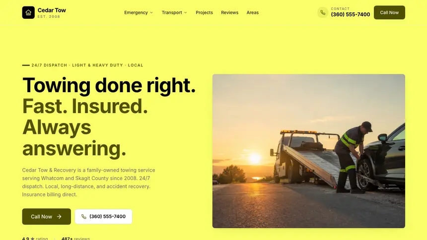 Towing Data Clarity demo website thumbnail