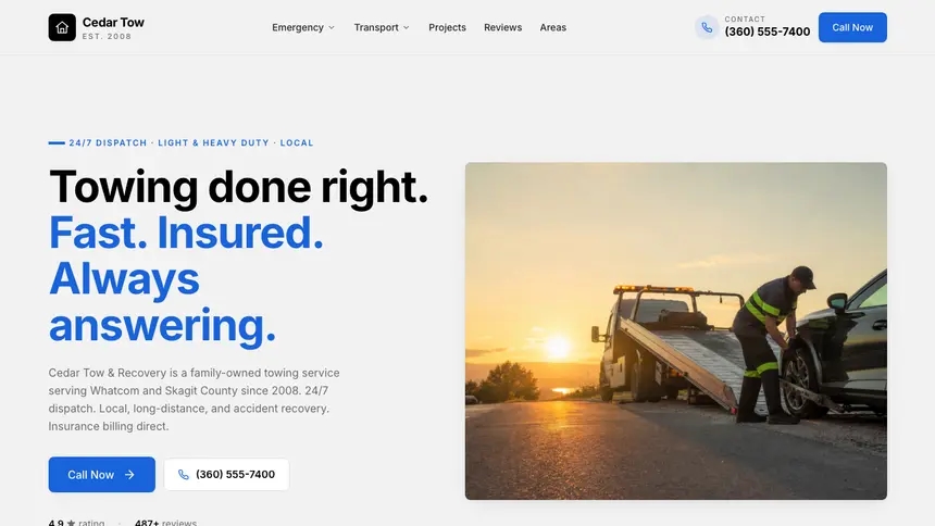 Towing Calm Professional demo website thumbnail