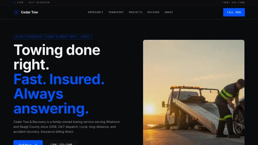 Towing Trusted Finance demo website thumbnail