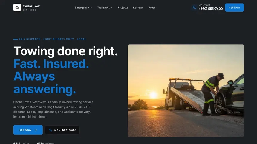 Towing Friendly App demo website thumbnail