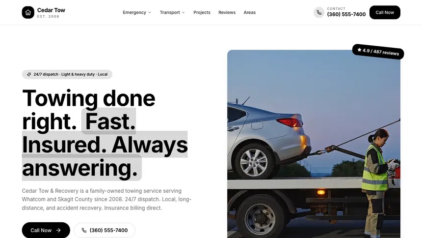 Towing Playful Creative demo website thumbnail
