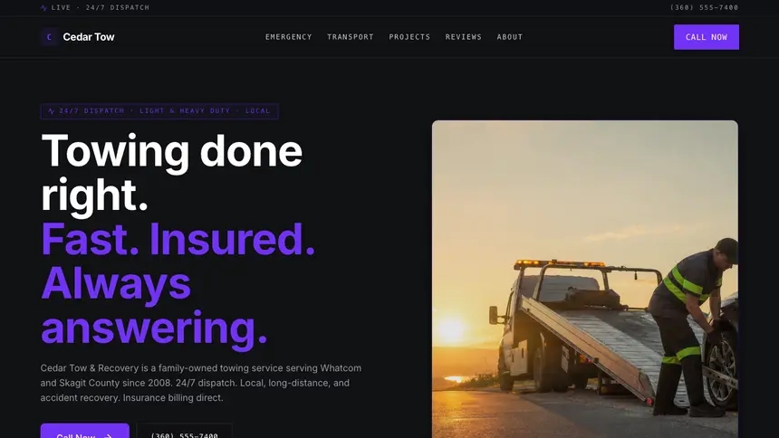Towing Deep Contrast demo website thumbnail