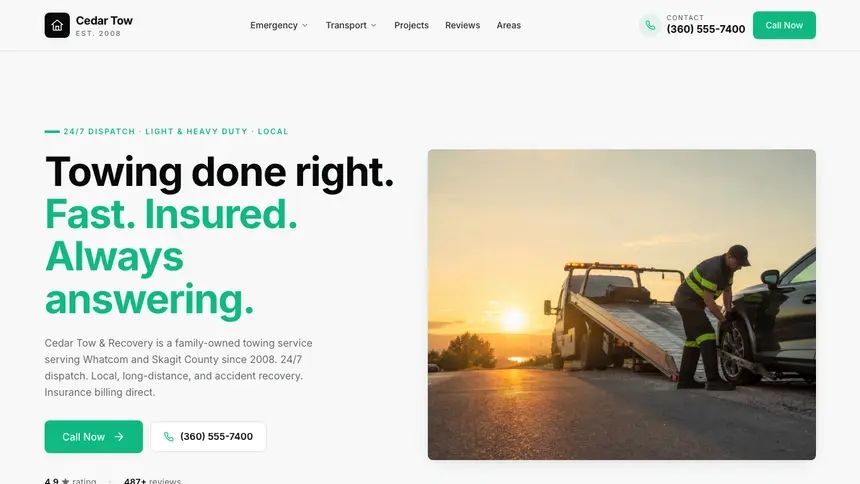 Towing Sleek Minimal demo website thumbnail
