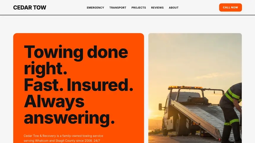 Towing Bold Motion demo website thumbnail
