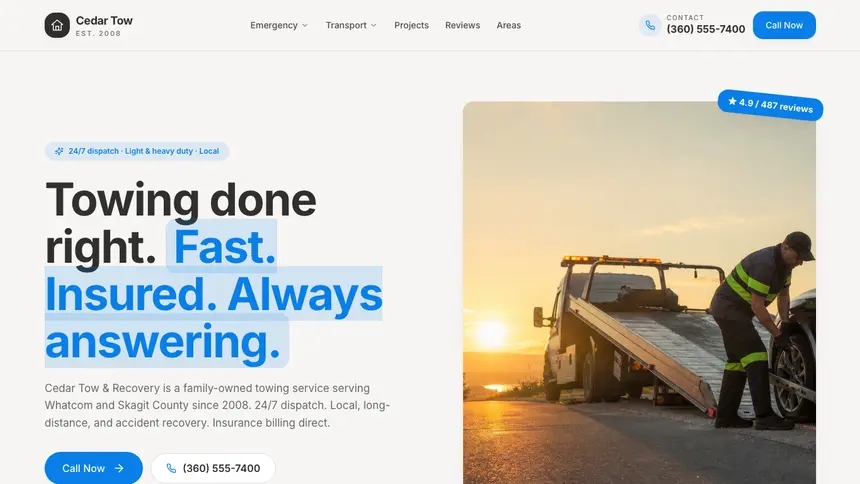 Towing Clean Editorial demo website thumbnail