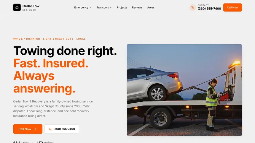 Towing Minimal Mail demo website thumbnail