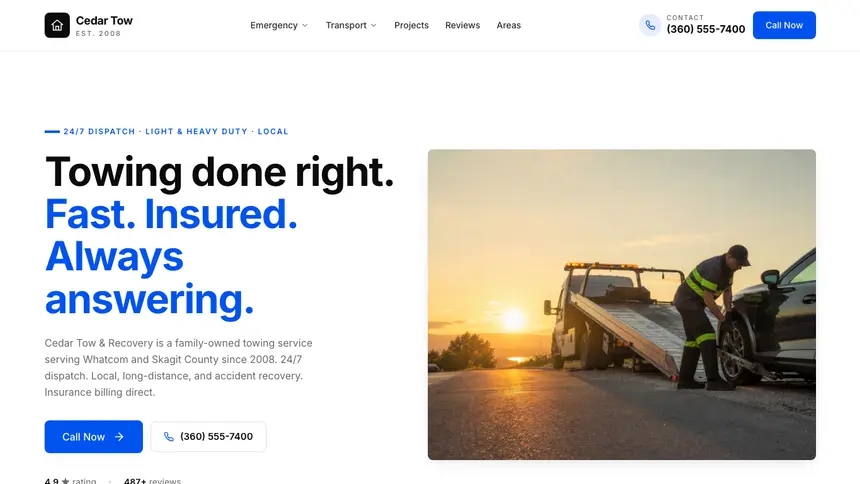 Towing Editorial Content demo website thumbnail