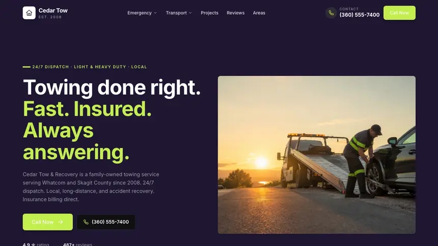 Towing Focused Monitor demo website thumbnail