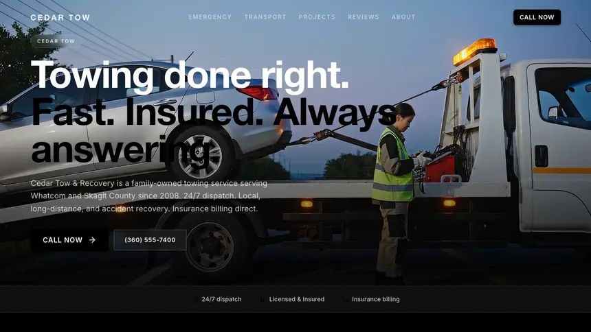 Towing High Contrast demo website thumbnail