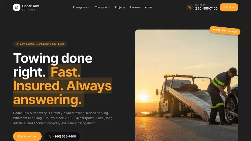 Towing Vibrant Media demo website thumbnail