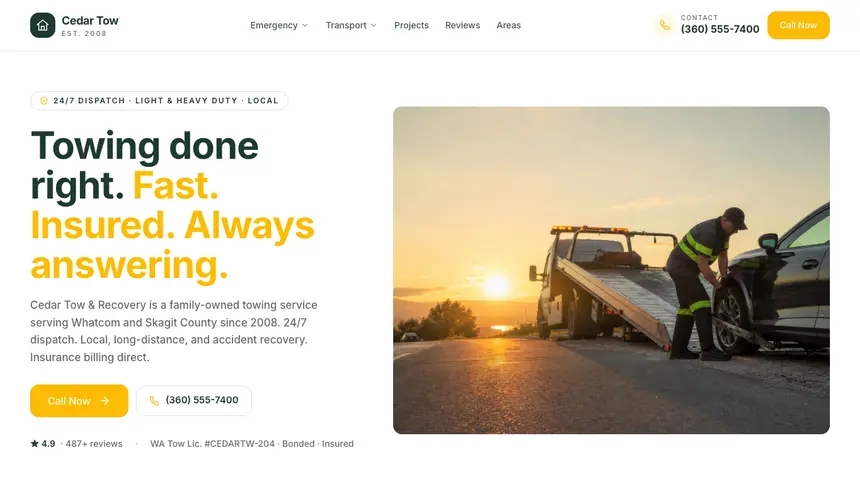 Towing Warm Retail demo website thumbnail