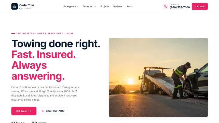 Towing Polished Gradient demo website thumbnail