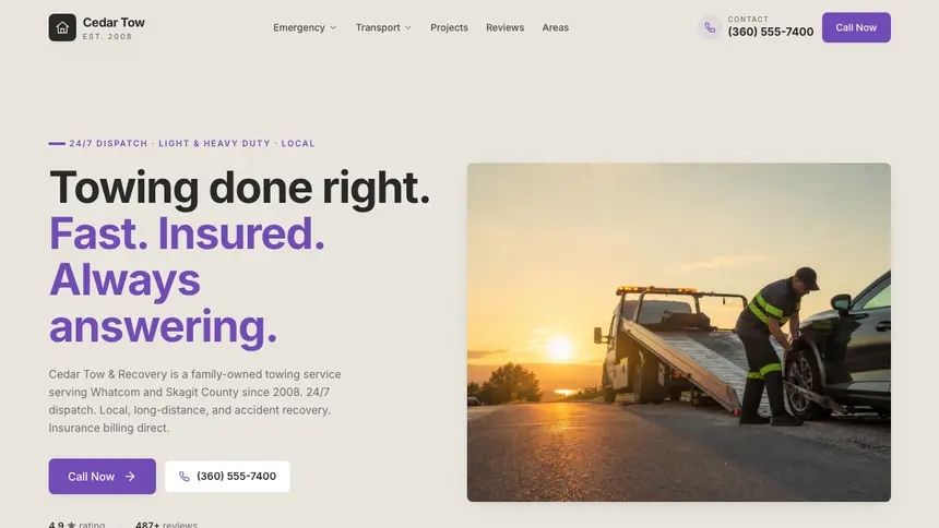Towing Sleek Premium demo website thumbnail