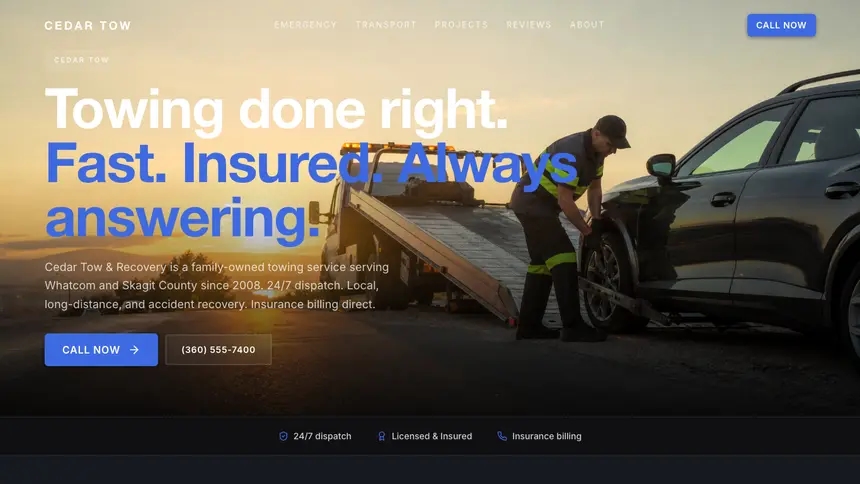 Towing Futuristic Minimal demo website thumbnail