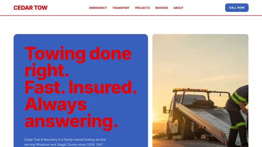 Towing Confident Telecom demo website thumbnail