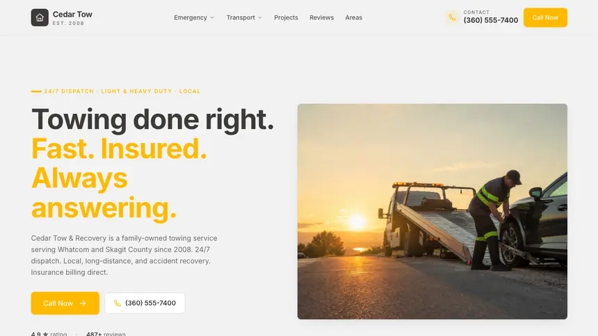 Towing Energetic Tech demo website thumbnail