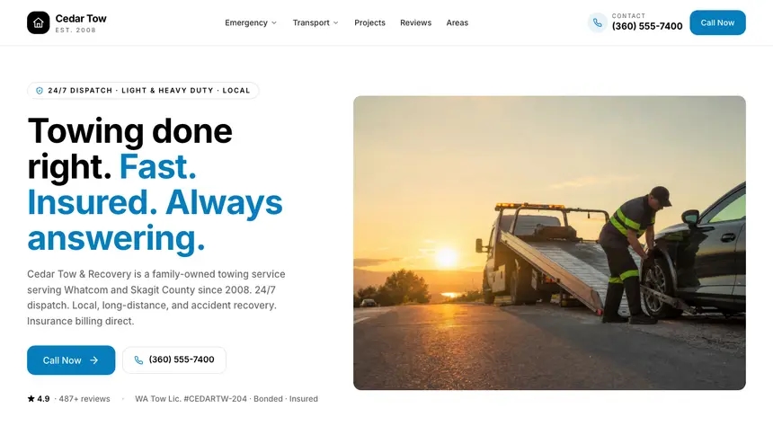 Towing Editorial Bold demo website thumbnail