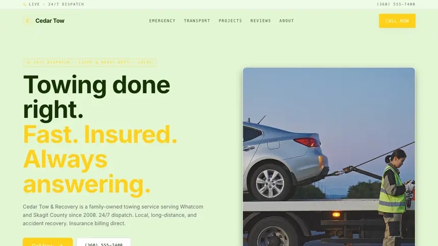 Towing Bright Finance demo website thumbnail