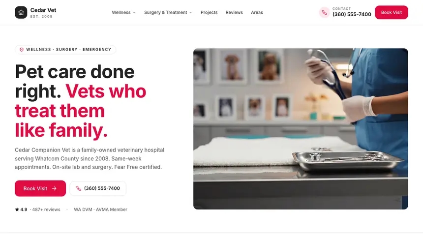 Veterinary Warm Hospitality demo website thumbnail