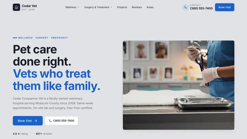 Veterinary Structured Grid demo website thumbnail