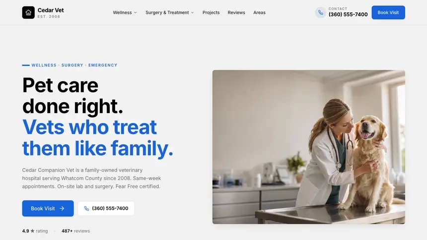 Veterinary Calm Professional demo website thumbnail