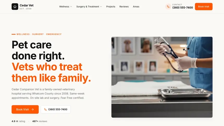 Veterinary Approachable Support demo website thumbnail